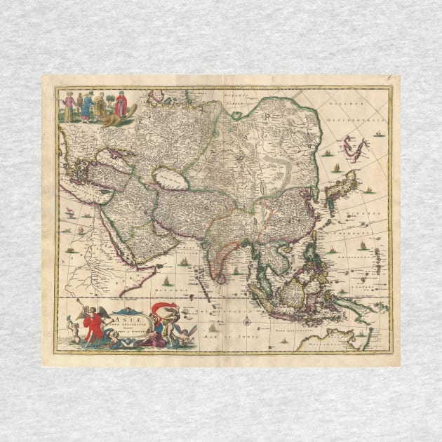 Vintage Map of Asia (1689) by Bravuramedia